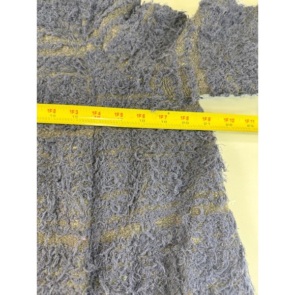 Free‎ people Blue Fuzzy Striped Button Up Coat Jacket Unique Collarless S/P - Picture 5 of 11